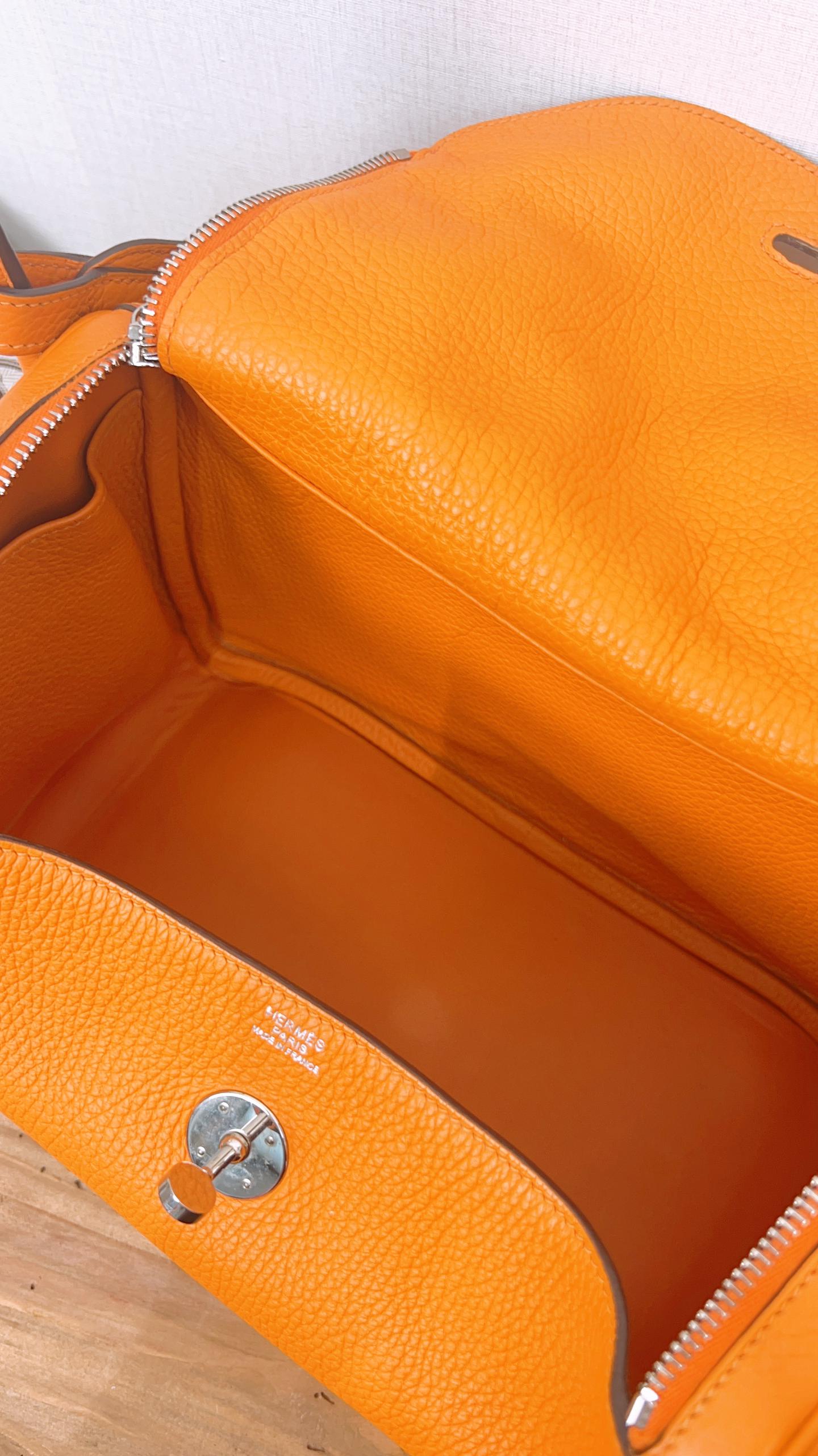 Hermes Orange Clemence Lindy 30 (PHW)