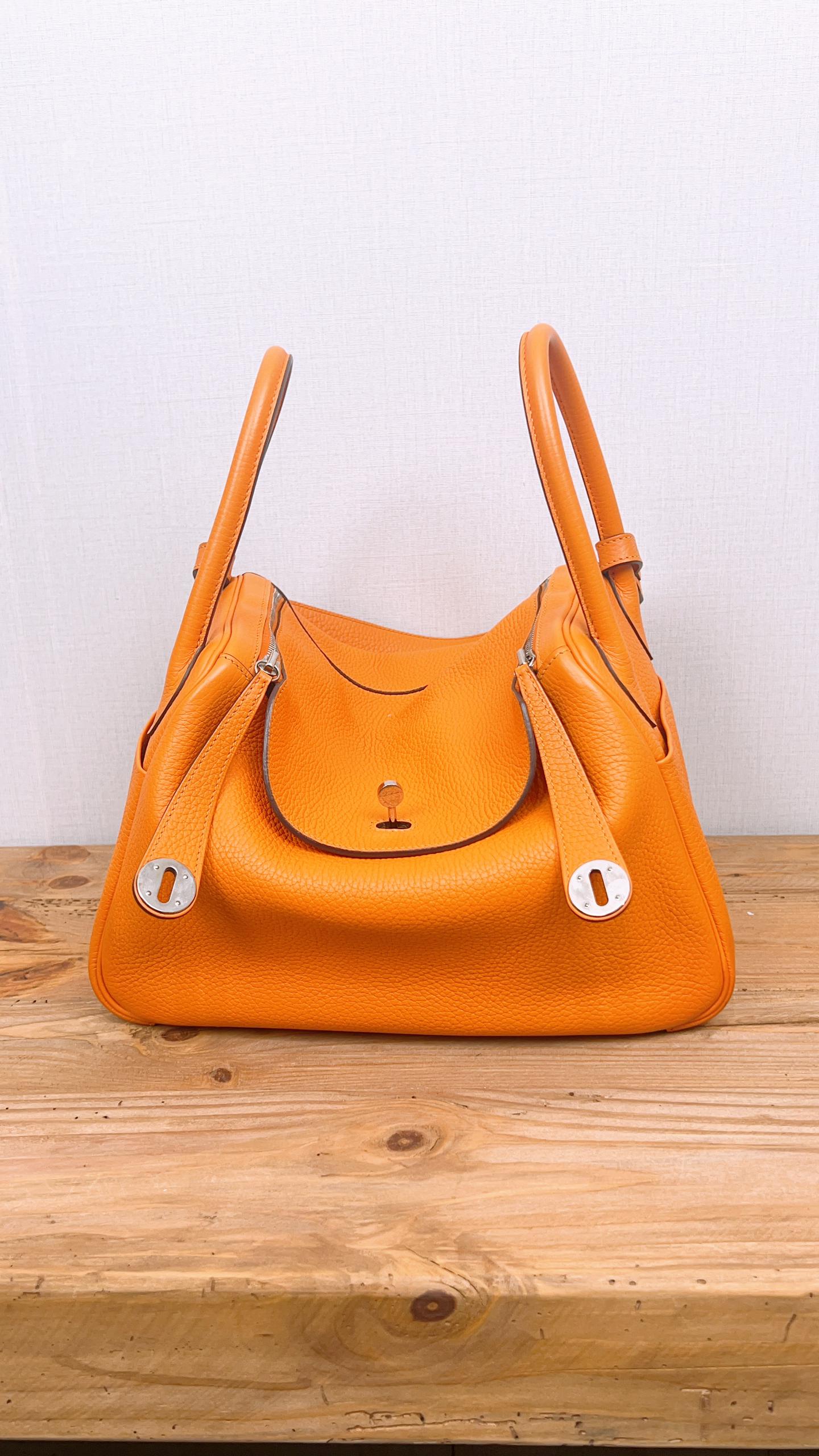 Hermes Orange Clemence Lindy 30 (PHW)