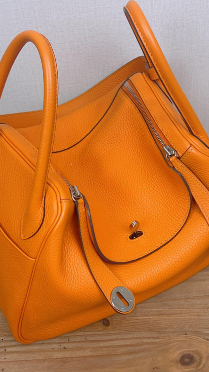 Hermes Orange Clemence Lindy 30 (PHW)