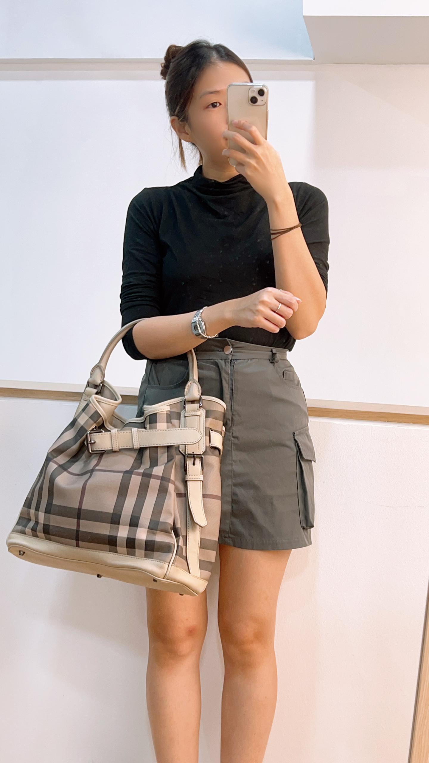 Burberry Smoked Check Walder Hobo Bag