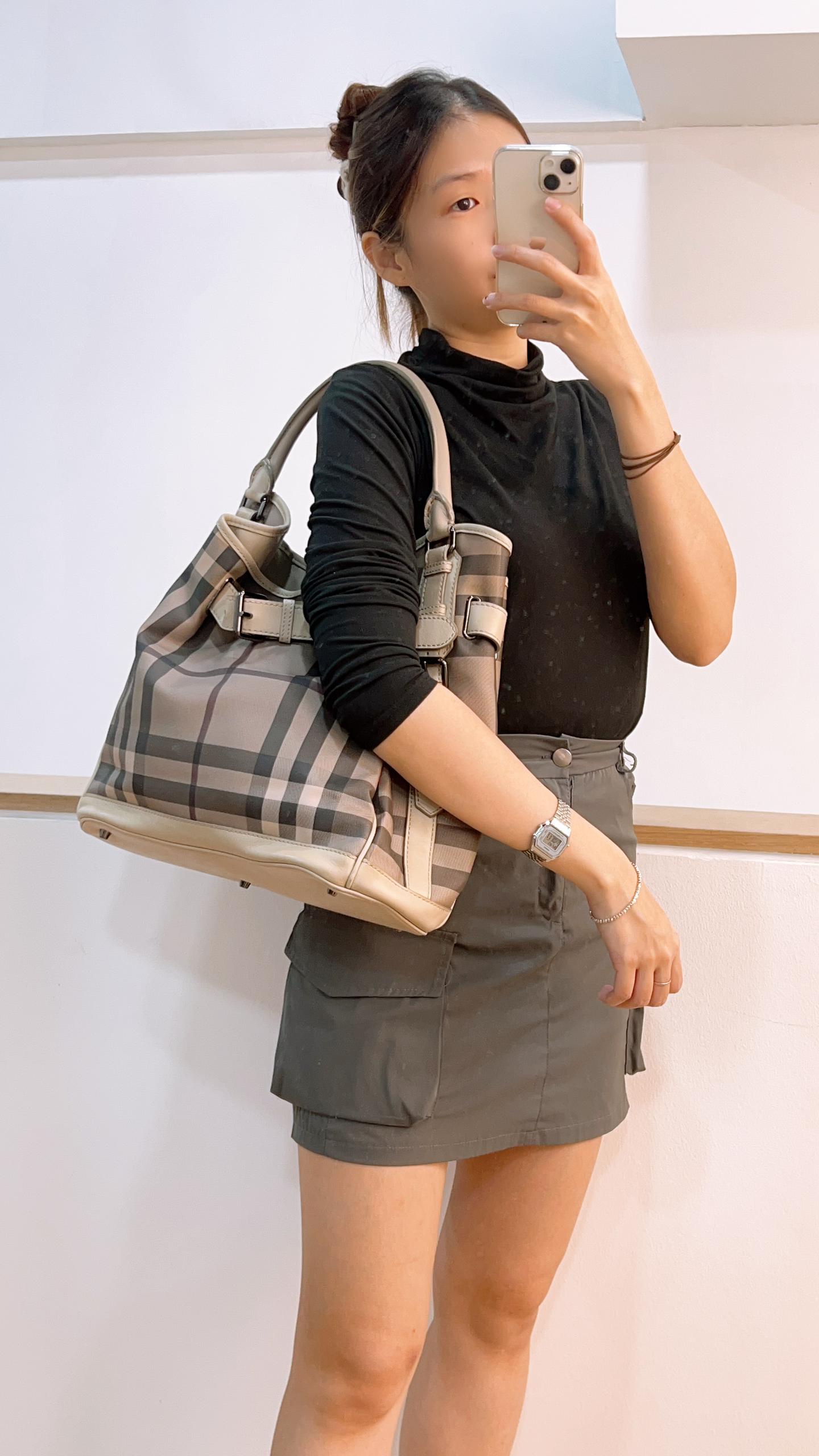 Burberry Smoked Check Walder Hobo Bag