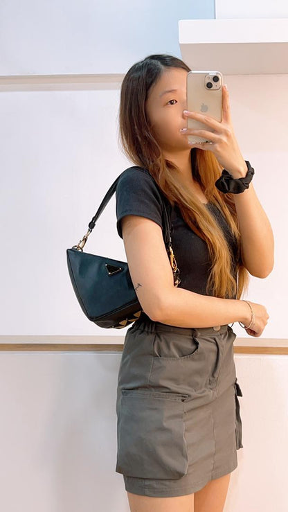 Prada Triangolo Mini Jacquard Shoulder Bag