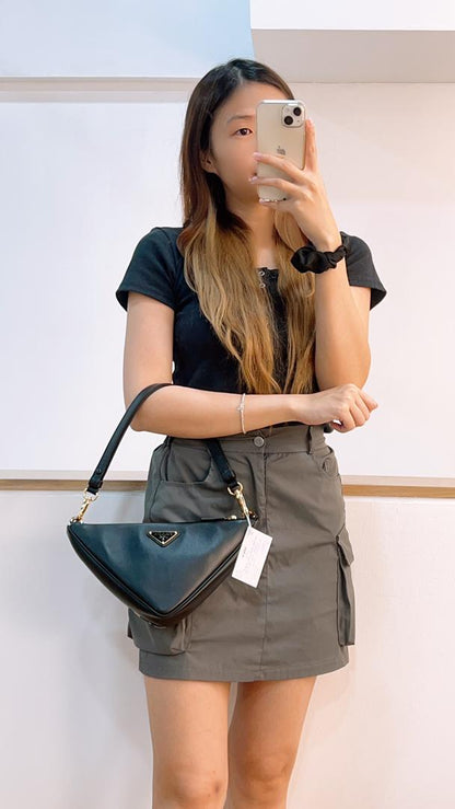 Prada Triangolo Mini Jacquard Shoulder Bag