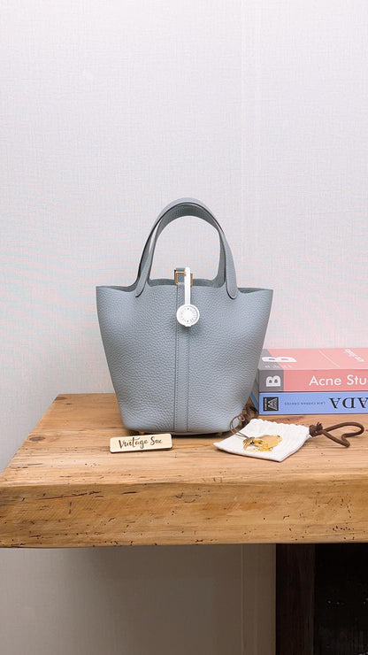 Hermes Gris Pantin Picotin 18 (GHW)
