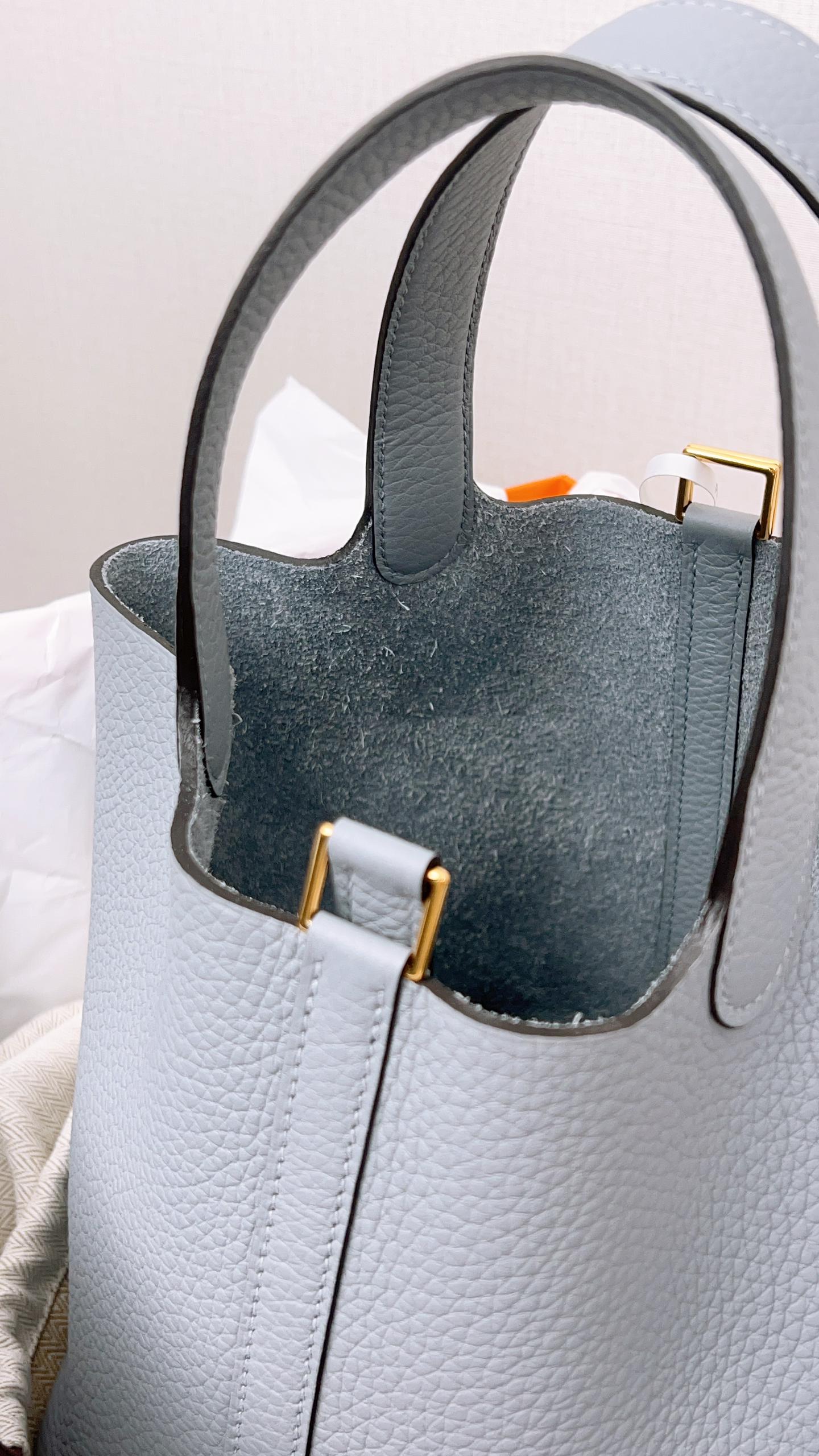 Hermes Gris Pantin Picotin 18 (GHW)
