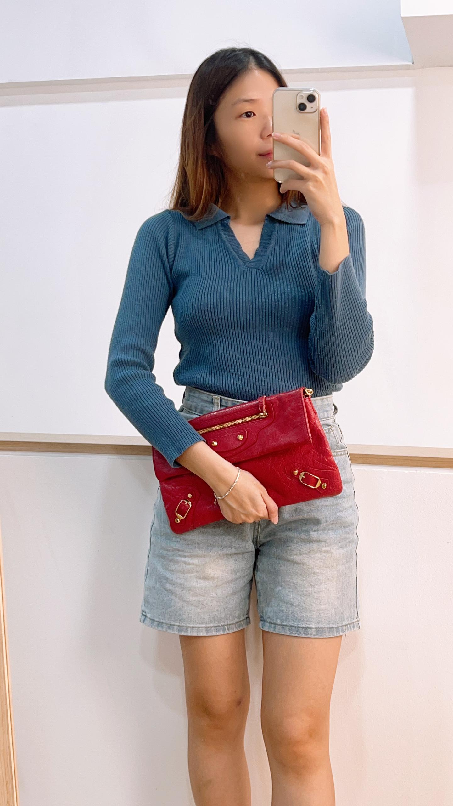 Balenciaga Red Lambskin Giant 12 Envelope Clutch (GHW)