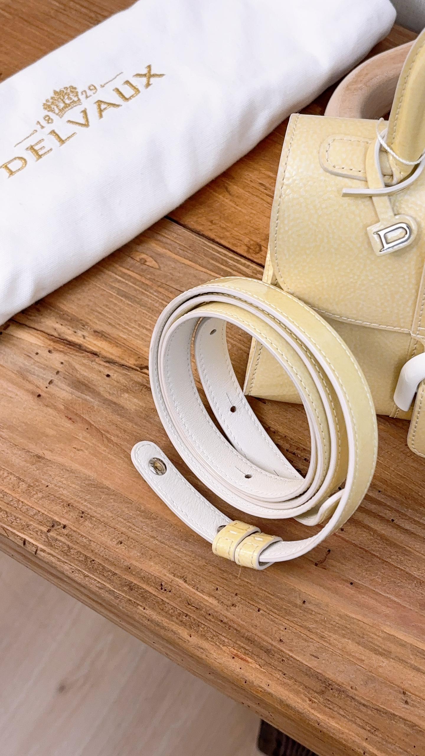 Delvaux Light Yellow Gel Patent Mini Brillant w Strap
