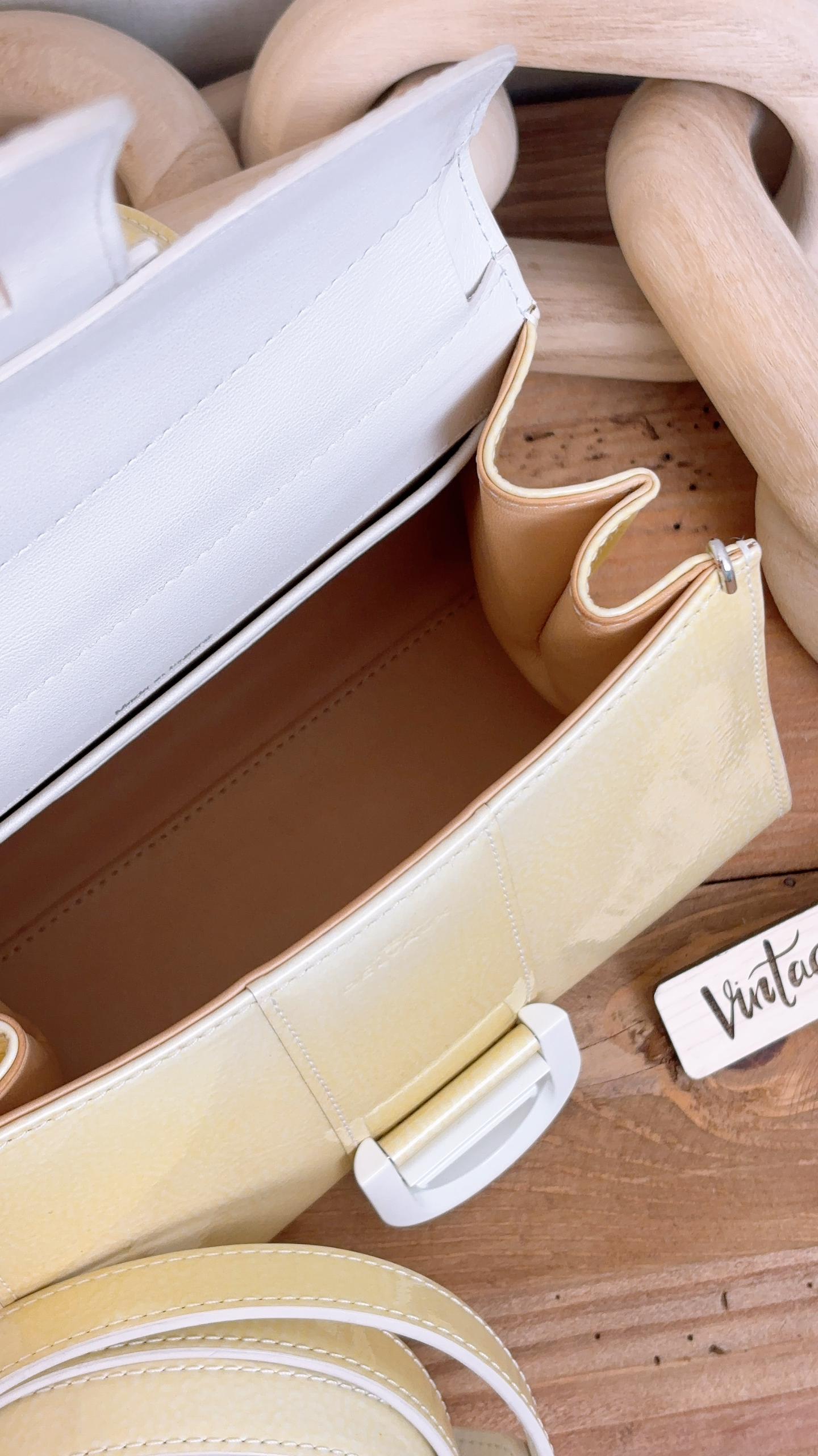 Delvaux Light Yellow Gel Patent Mini Brillant w Strap