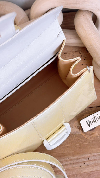 Delvaux Light Yellow Gel Patent Mini Brillant w Strap