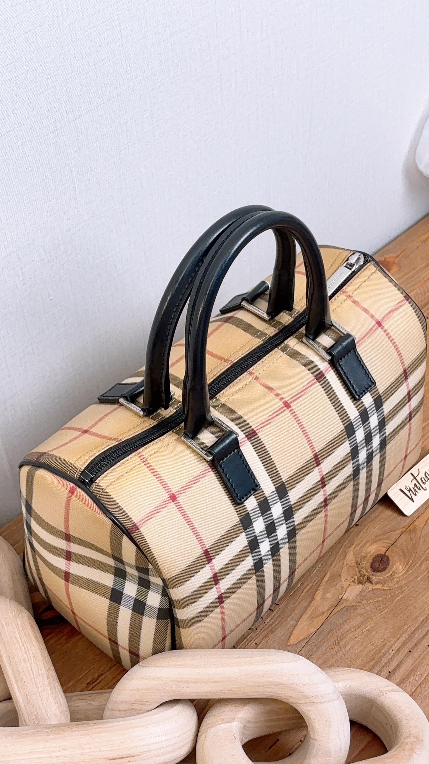 Burberry Checkered Boston Bag
