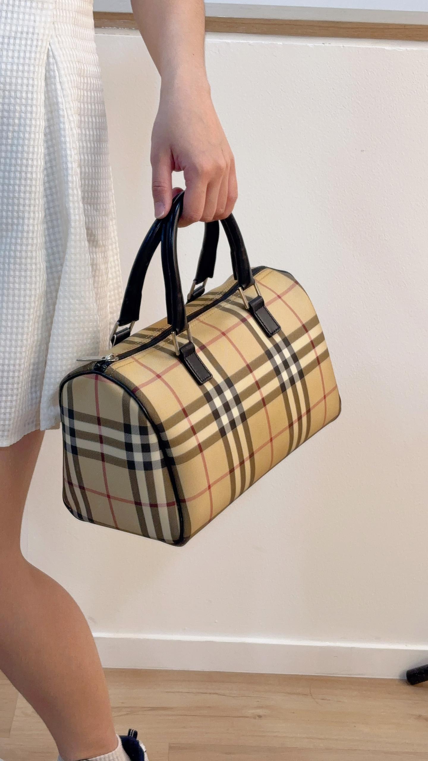 Burberry Checkered Boston Bag