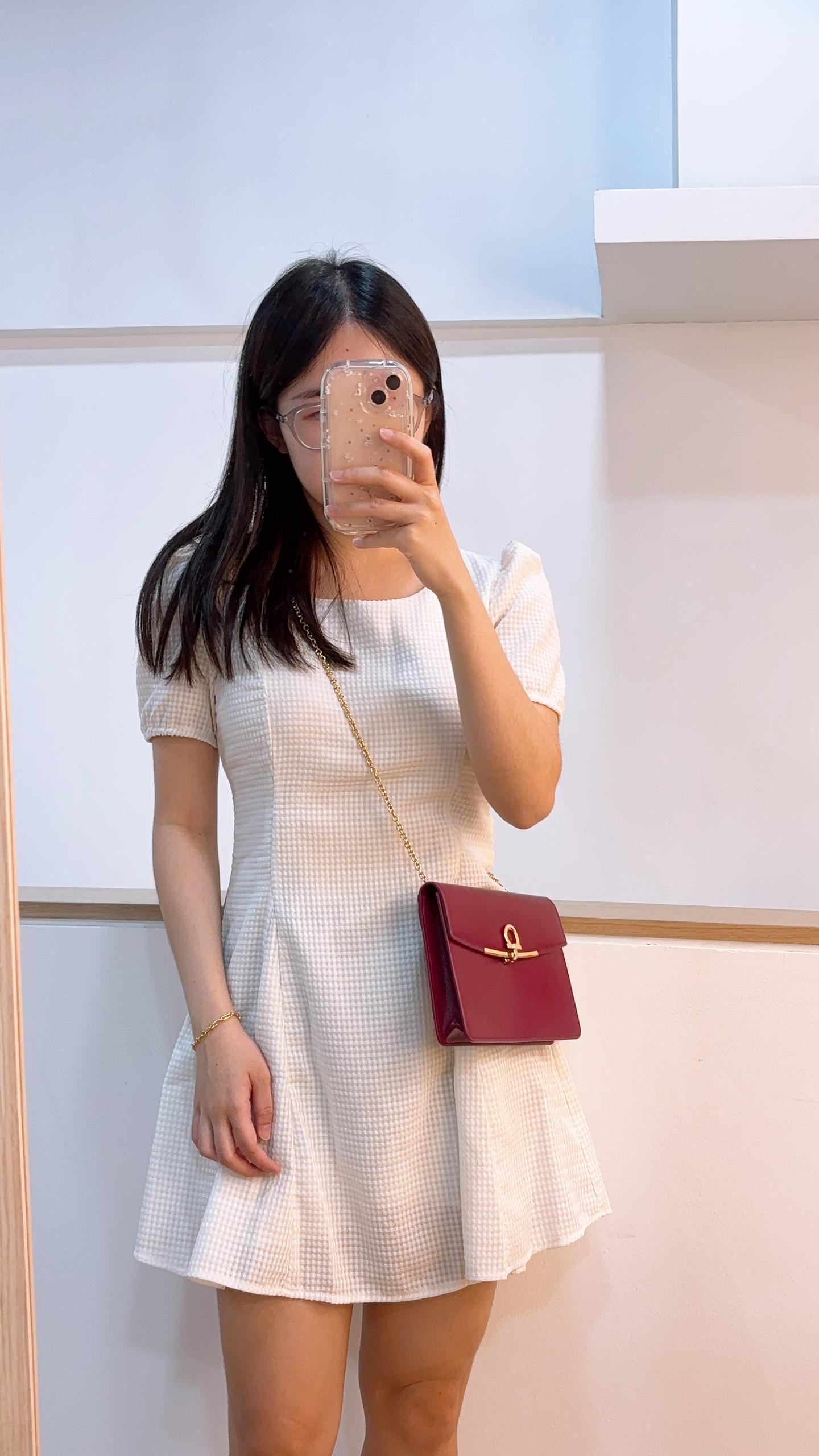 Salvatore Ferragamo Maroon Calfskin Gancini Chain Bag