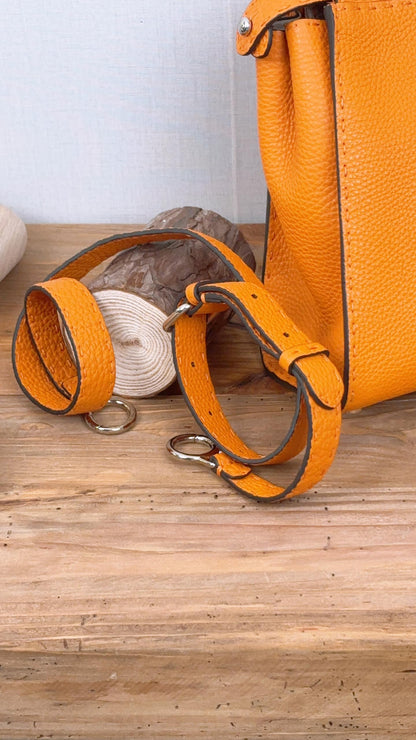 Fendi Orange Grained Calfskin Sellier Medium Peekaboo (SHW)