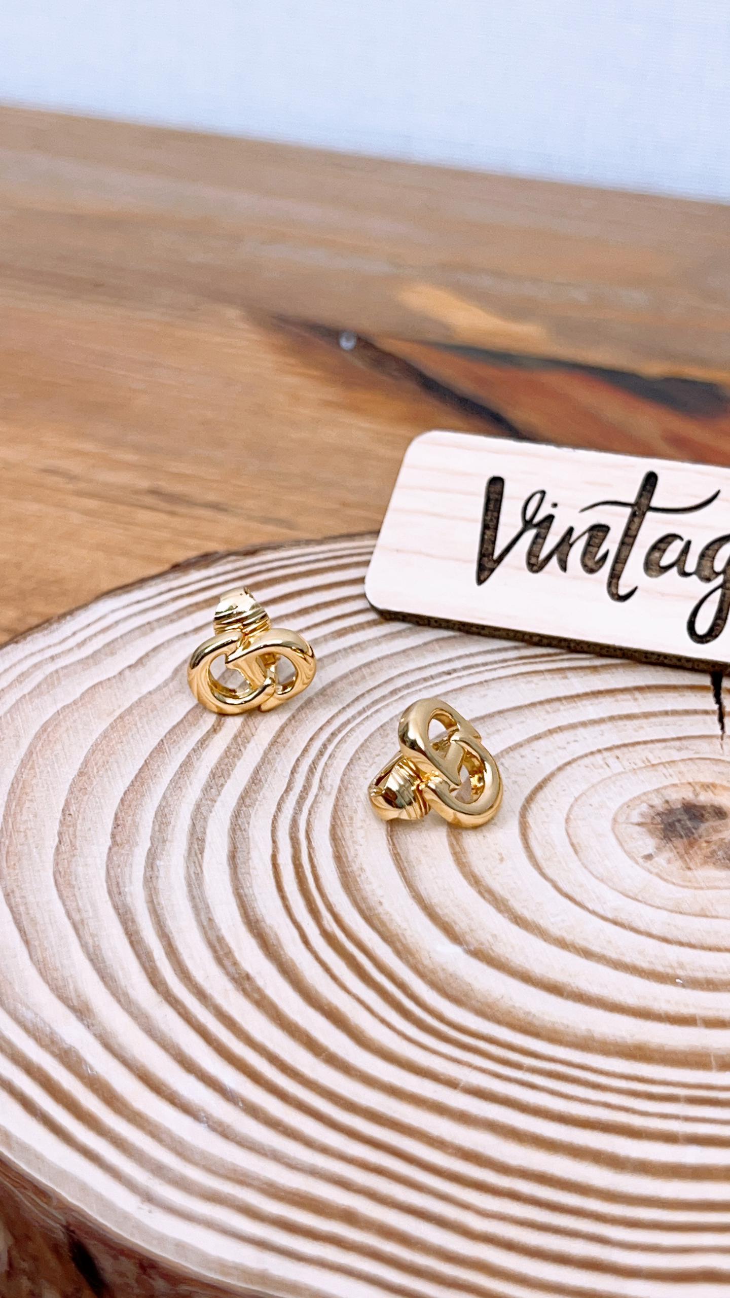 Dior Gold Vintage CD Clip-on Earrings