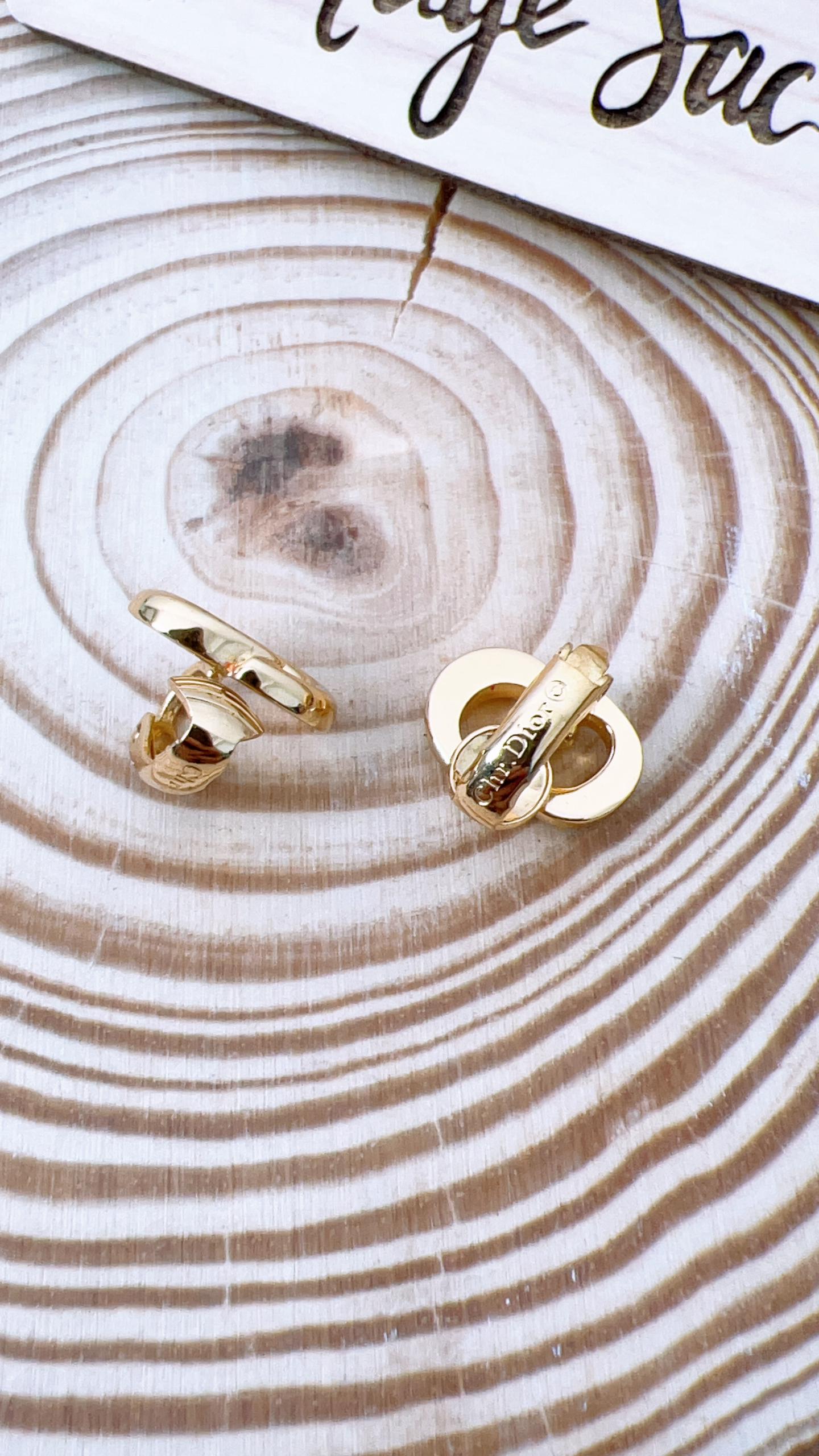 Dior Gold Vintage CD Clip-on Earrings