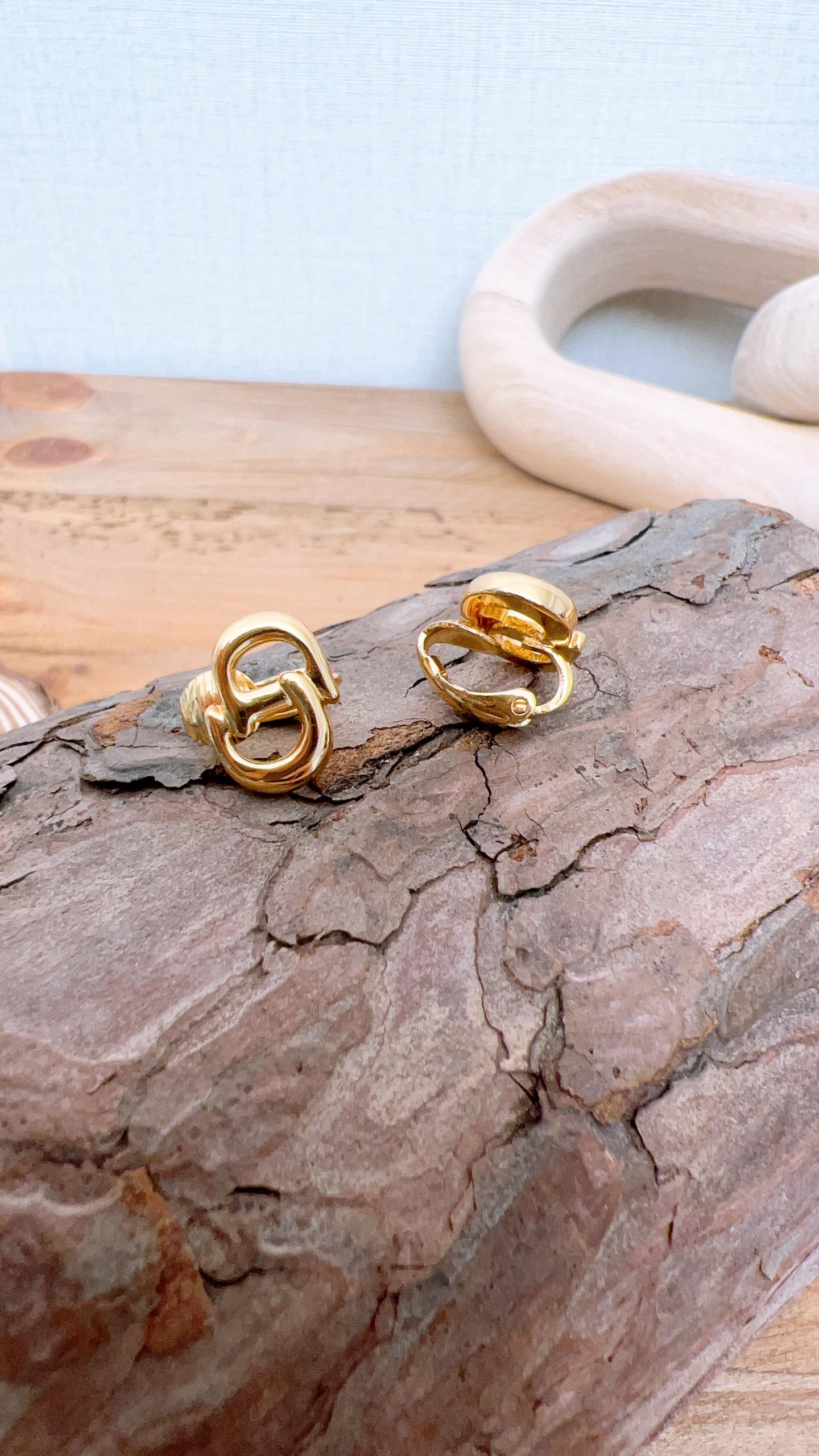 Dior Gold Vintage CD Clip-on Earrings