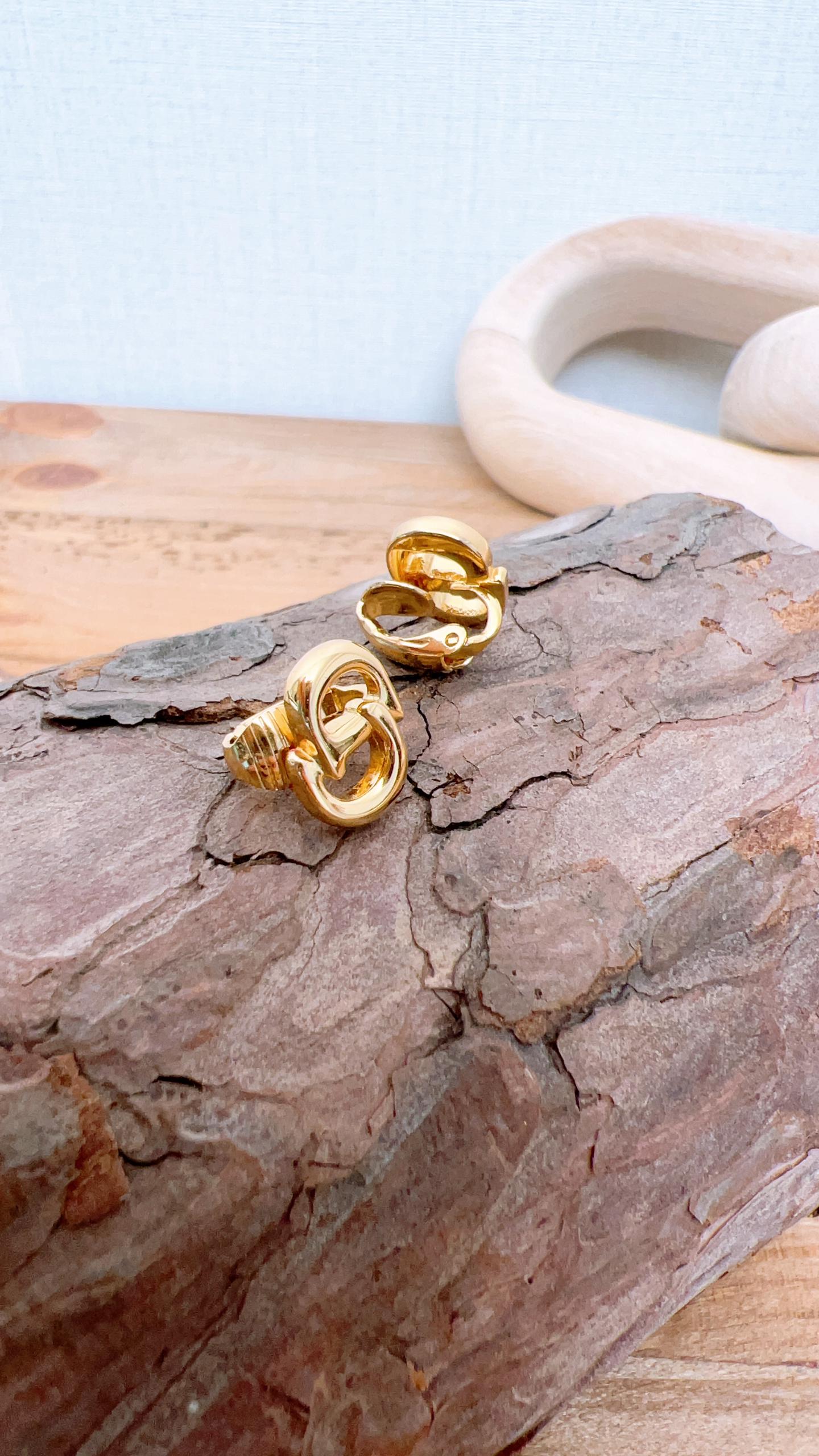 Dior Gold Vintage CD Clip-on Earrings