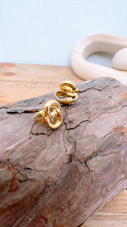 Dior Gold Vintage CD Clip-on Earrings
