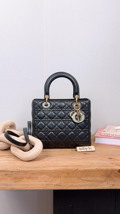 Dior Black Lambskin Medium Lady D (GHW)