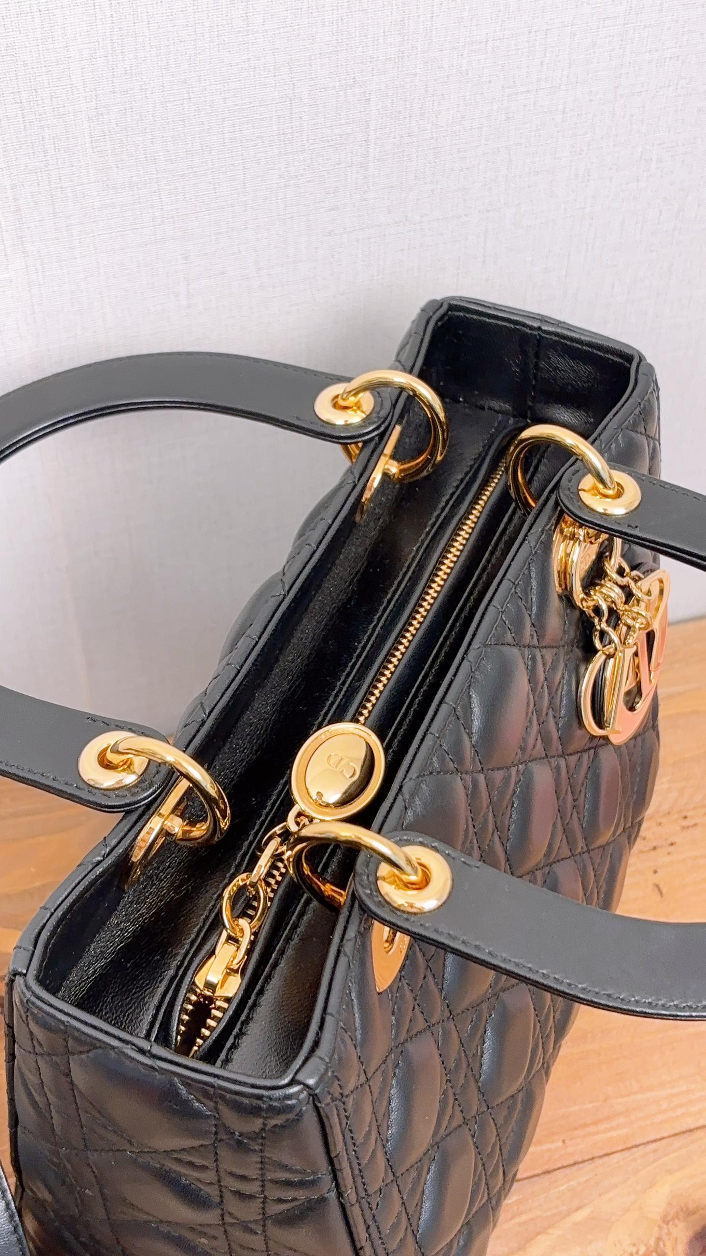 Dior Black Lambskin Medium Lady D (GHW)