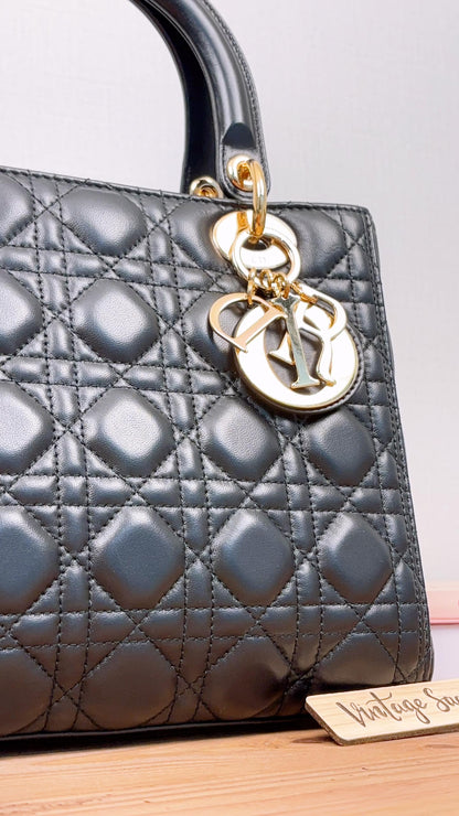 Dior Black Lambskin Medium Lady D (GHW)