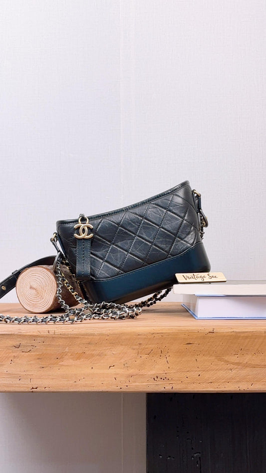 Chanel Black Aged Calfskin Small Gabrielle Bag