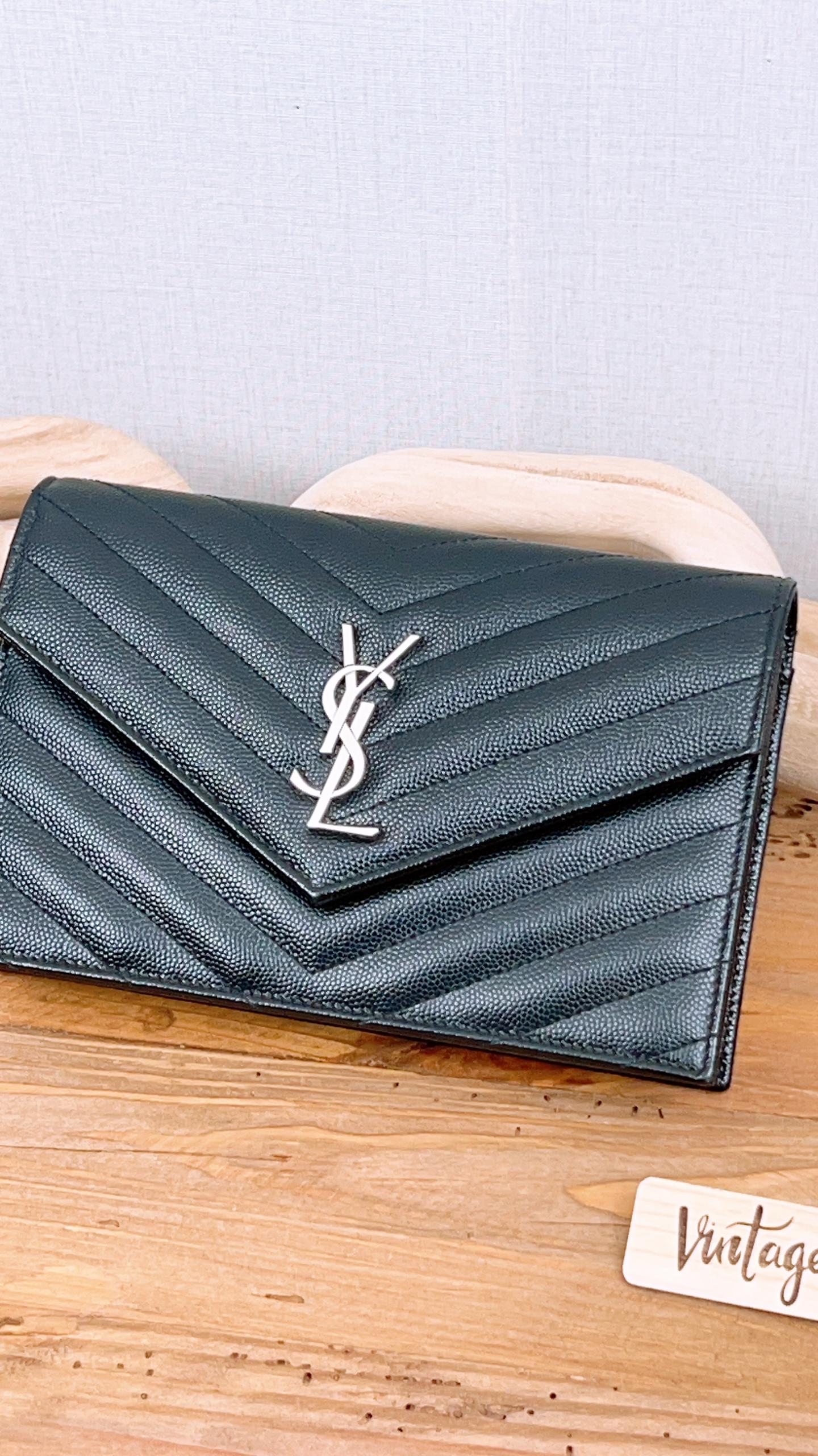 YSL Black Grain de Poudre Small WOC