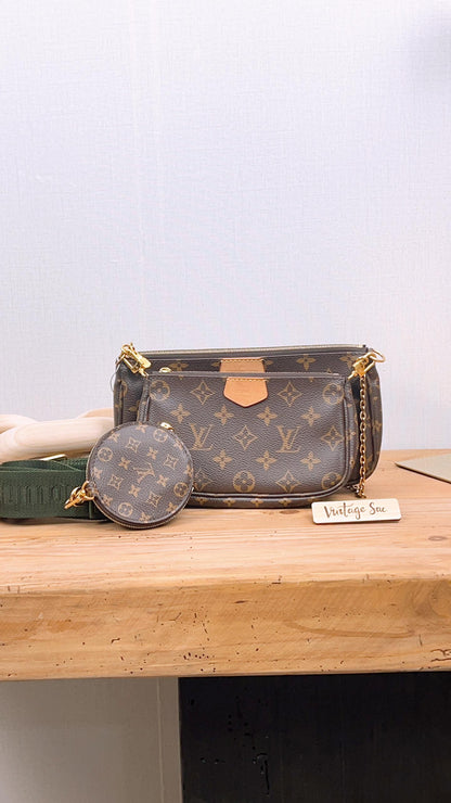 LV Monogram Multi Pochette with Khaki Strap
