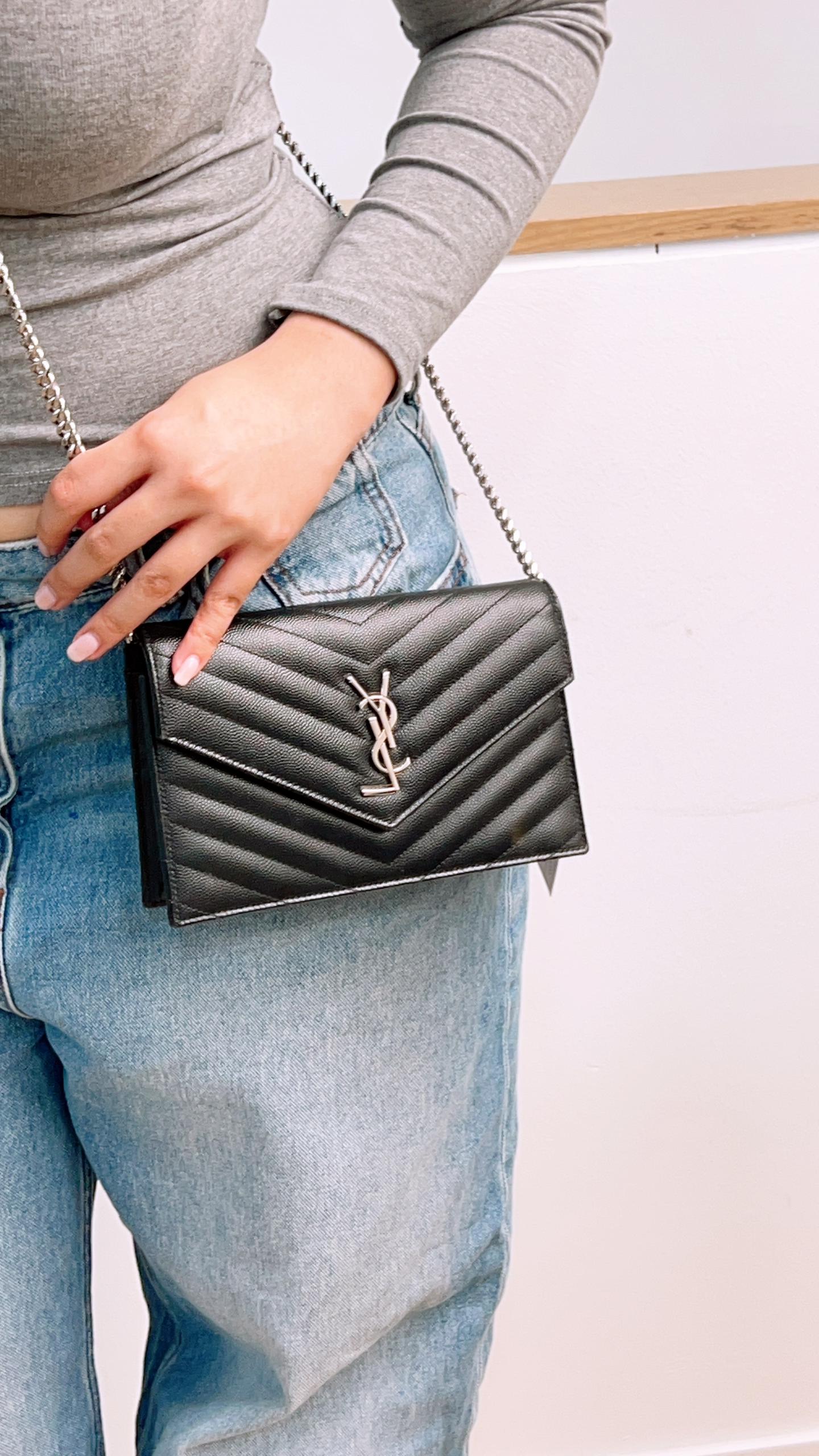 YSL Black Grain de Poudre Small WOC