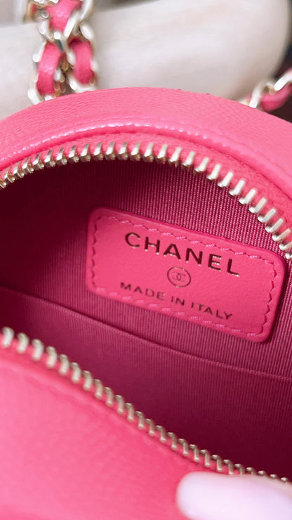Chanel Pink Quilted Grained Calfskin Round 19 Clutch On Chain (GHW)
