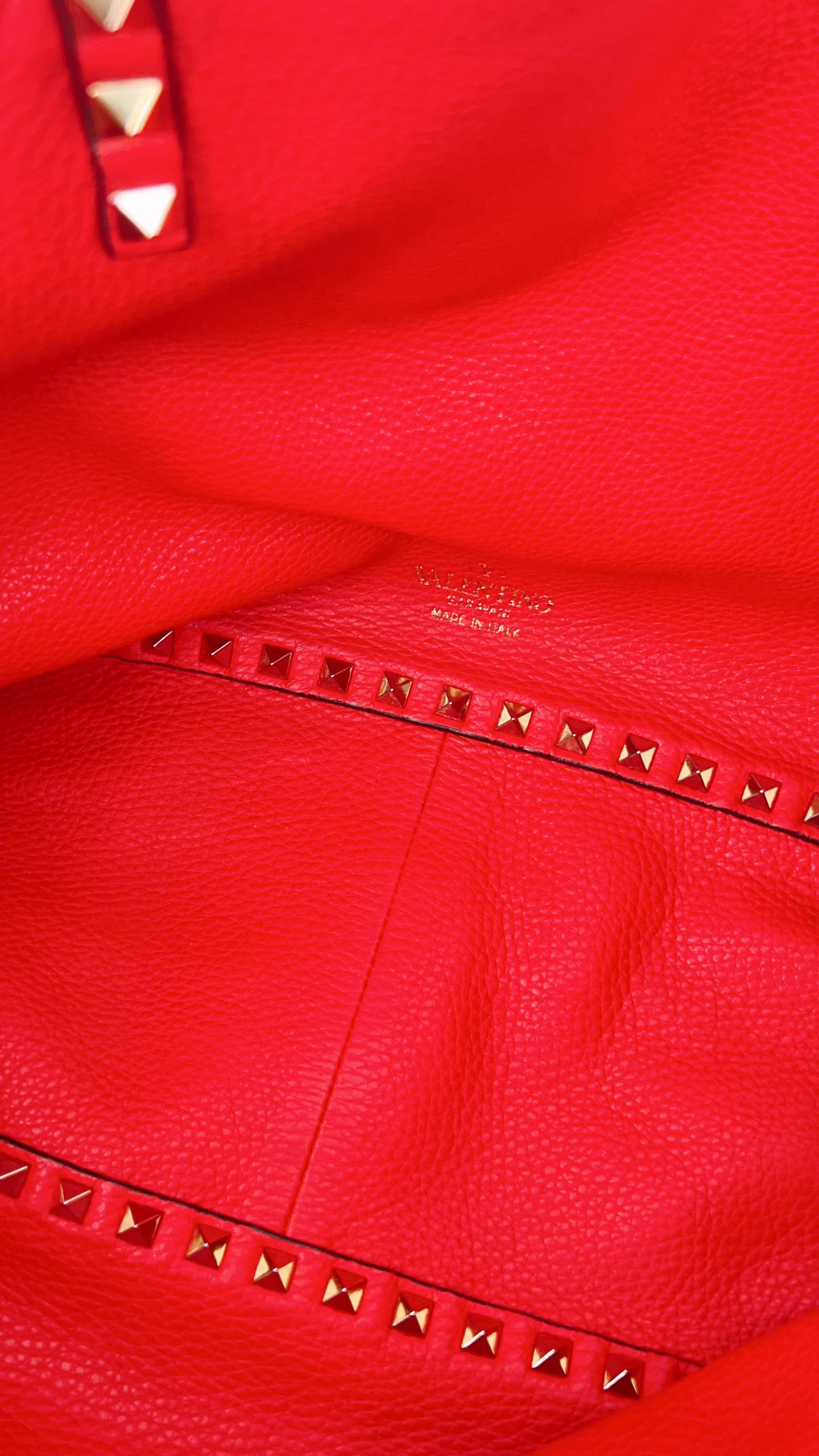 Valentino Garavani Brown x Red Rockstud Reversible Tote
