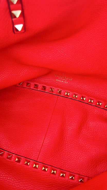 Valentino Garavani Brown x Red Rockstud Reversible Tote