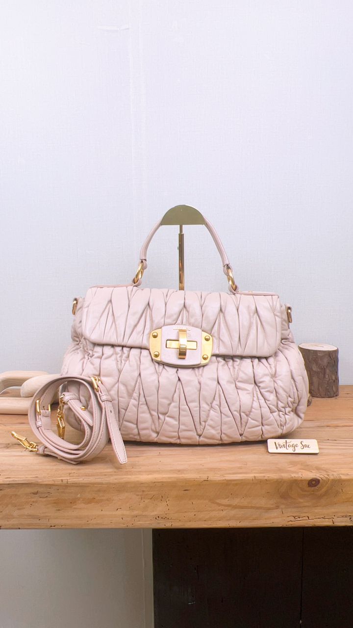 Miu Miu Pink Matelasse Top Handle Bag