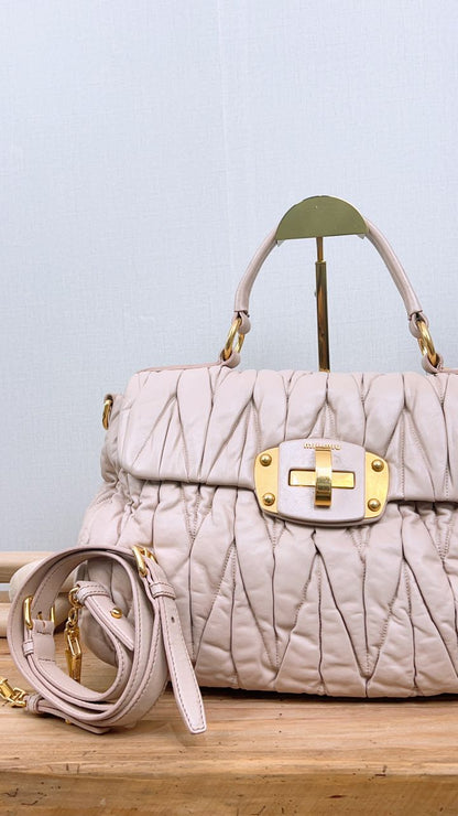Miu Miu Pink Matelasse Top Handle Bag