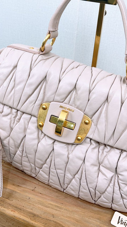 Miu Miu Pink Matelasse Top Handle Bag