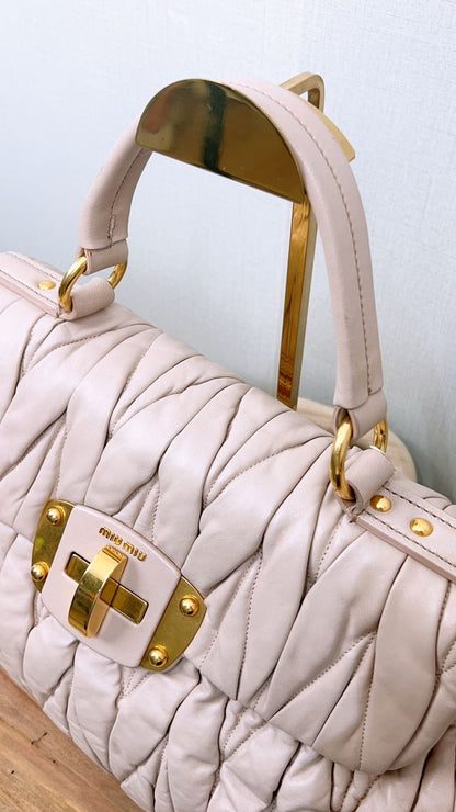 Miu Miu Pink Matelasse Top Handle Bag