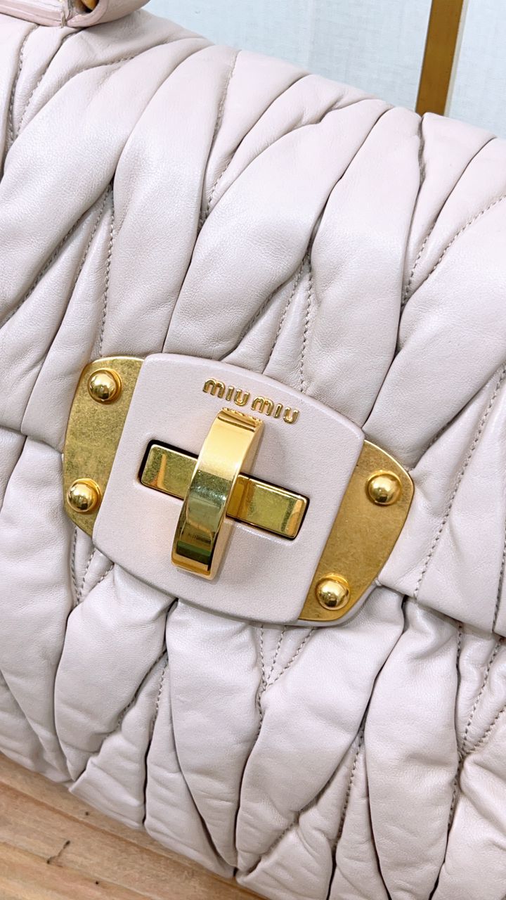 Miu Miu Pink Matelasse Top Handle Bag