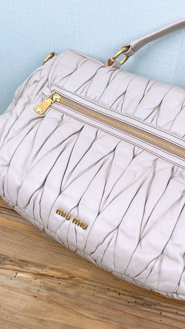 Miu Miu Pink Matelasse Top Handle Bag