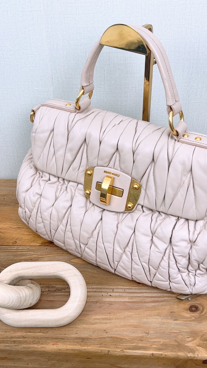 Miu Miu Pink Matelasse Top Handle Bag