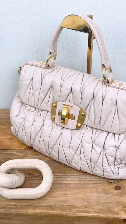 Miu Miu Pink Matelasse Top Handle Bag