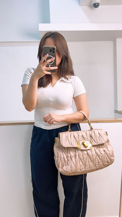 Miu Miu Pink Matelasse Top Handle Bag