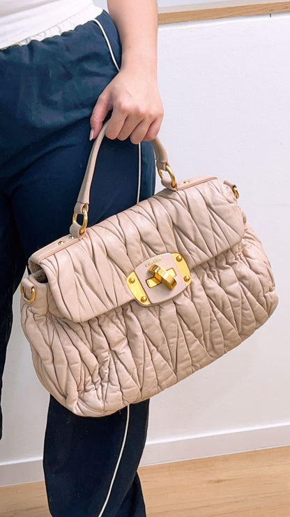 Miu Miu Pink Matelasse Top Handle Bag