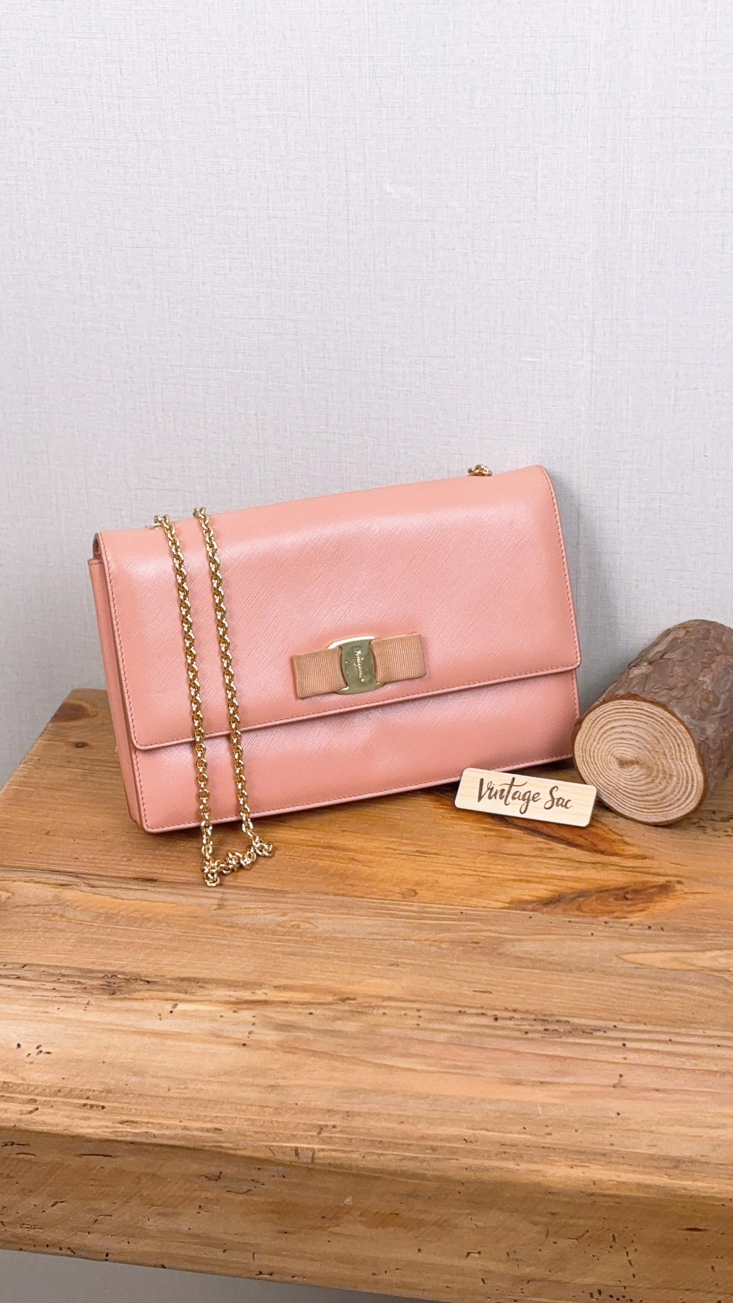 Salvatore Ferragamo Pink Leather Vara Bow Shoulder Bag