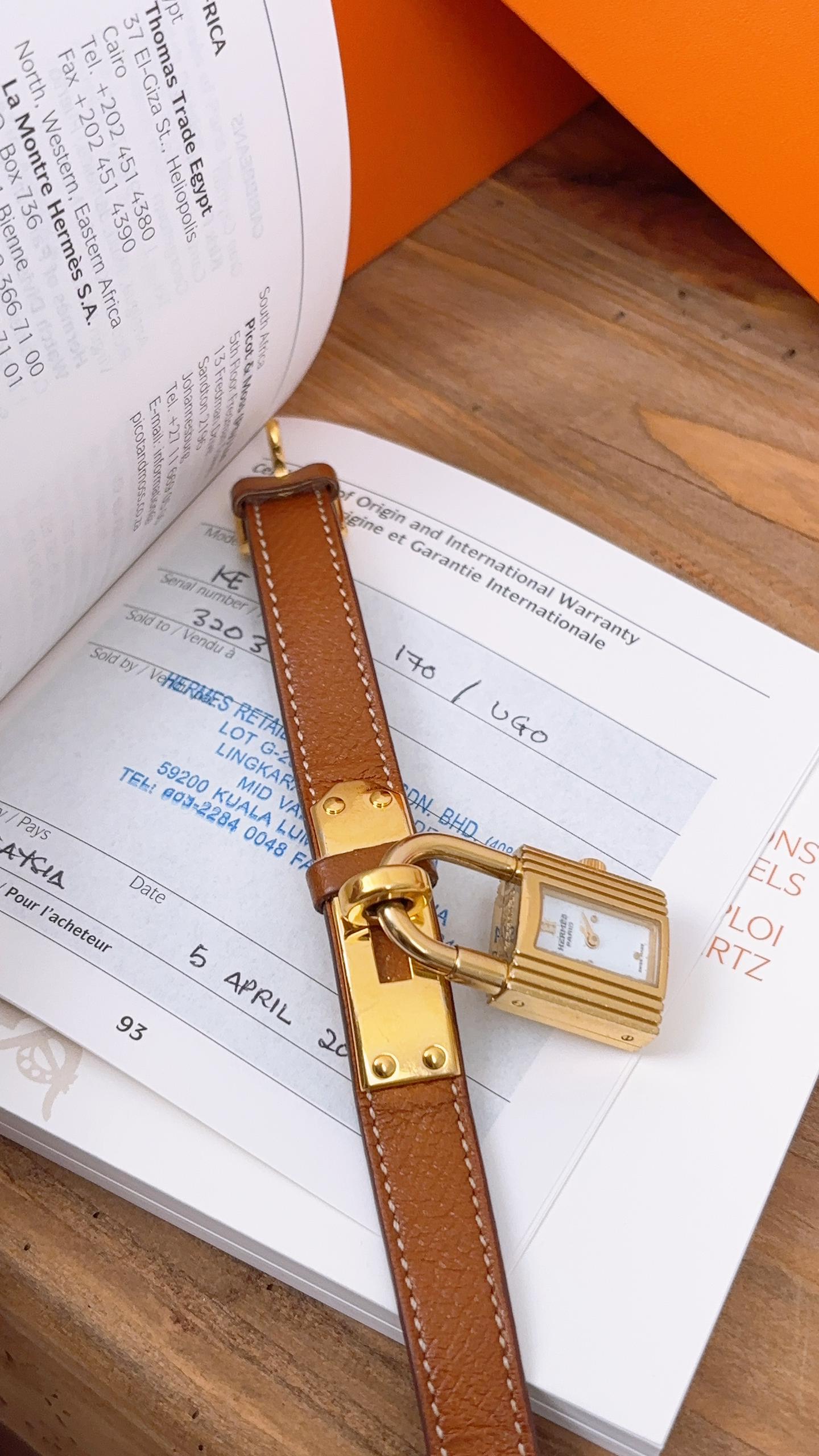 Hermes Brown Kelly Watch (GHW)