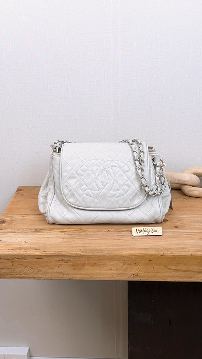 Chanel Light Grey Caviar Accordion Flap