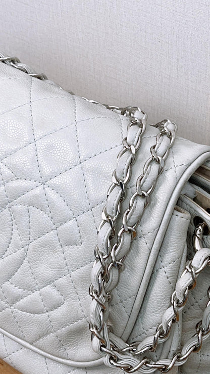 Chanel Light Grey Caviar Accordion Flap