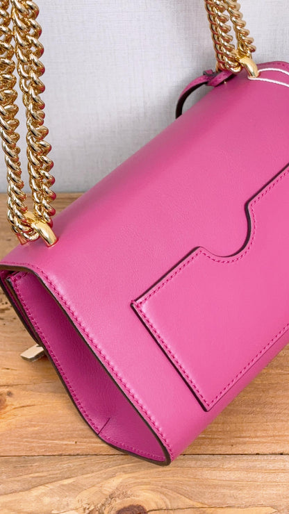 Gucci Fuchsia Purple Calfskin Small Padlock Shoulder Chain Bag (GHW)