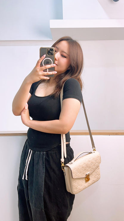 LV Creme Monogram Empreinte Pochette Metis