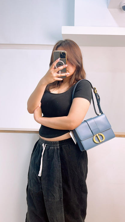 Dior Blue Calfskin Montaigne 30 (GHW)