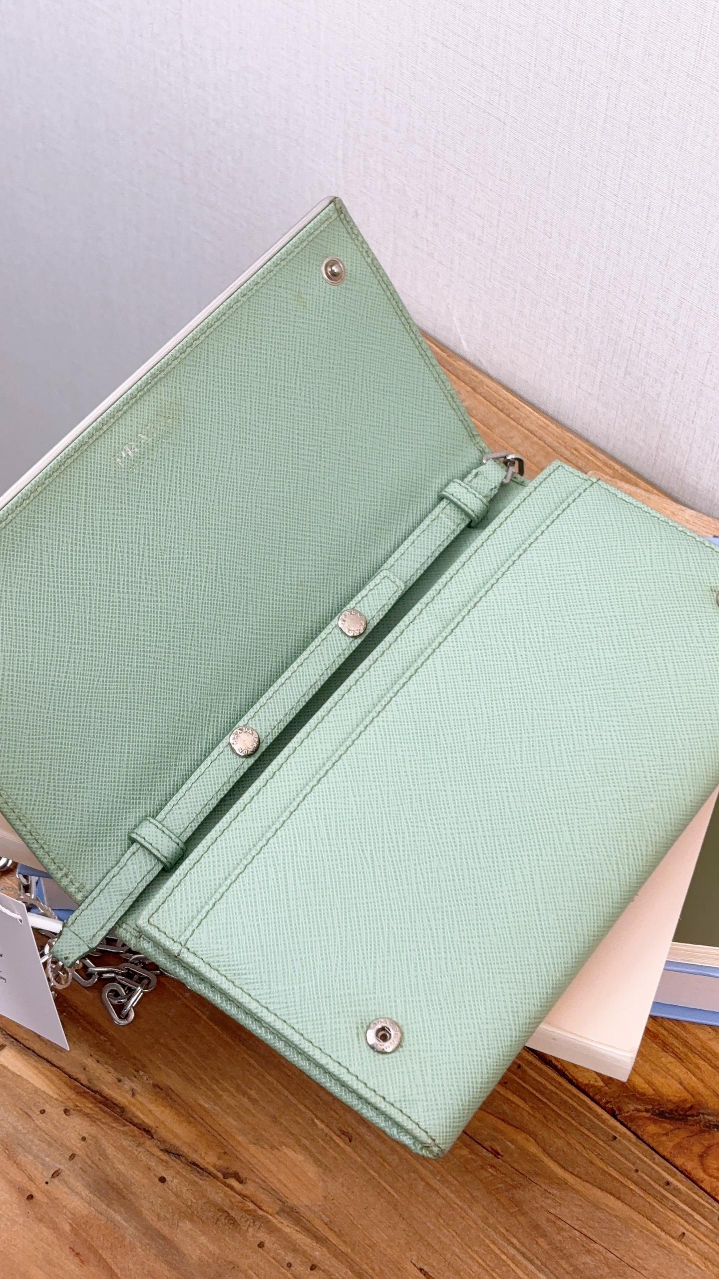 Prada Avocado Green Saffiano Wallet on Chain (SHW)